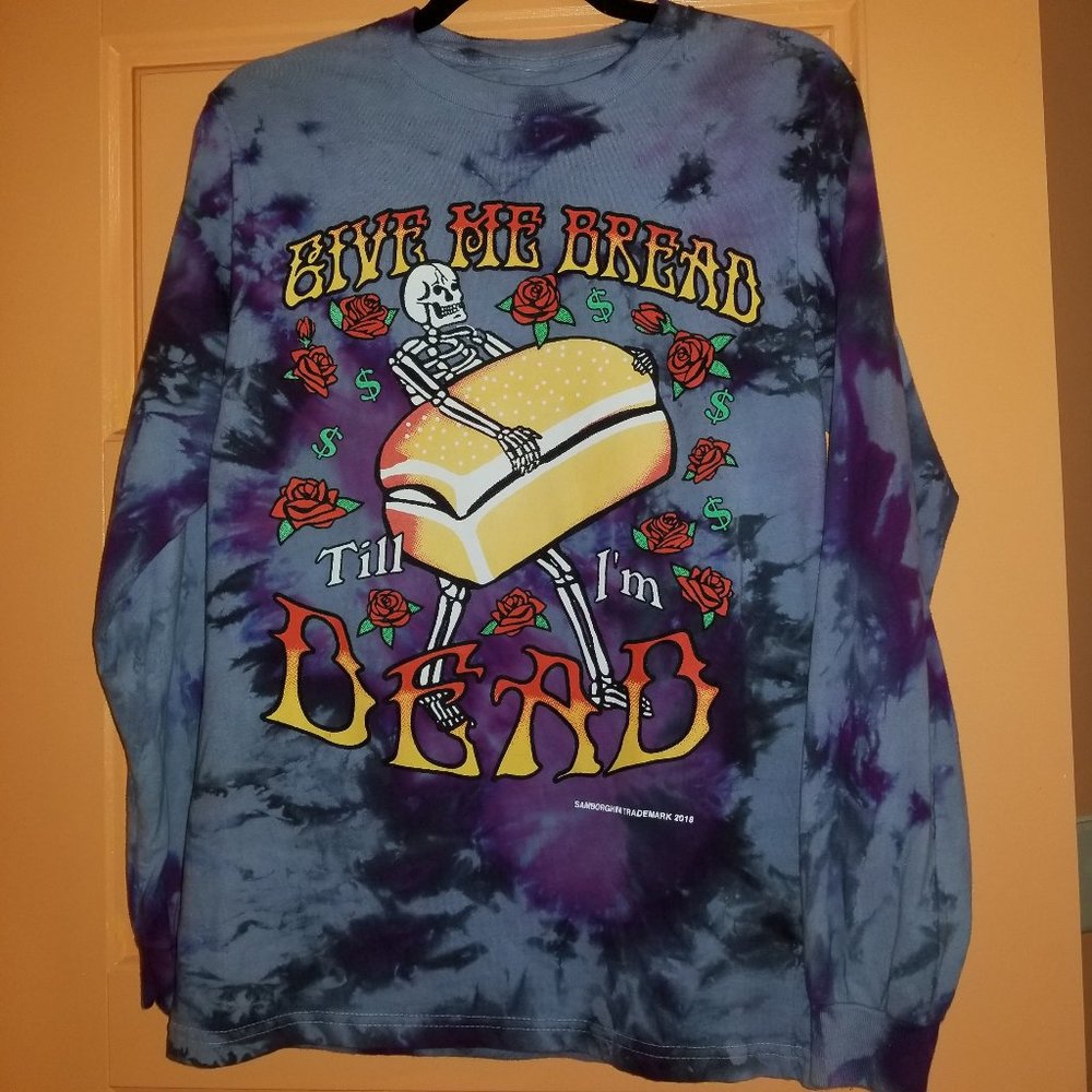 Purple tie dye with skeleton